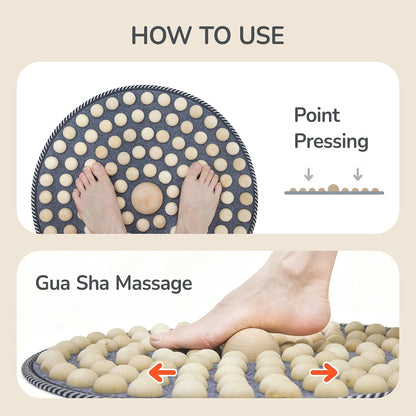 Wood Foot Acupressure Mat - Ergonomic Foot Massager Mat for Feet Relax, Wood Massage Tool -Foldable Pressure Point Pad