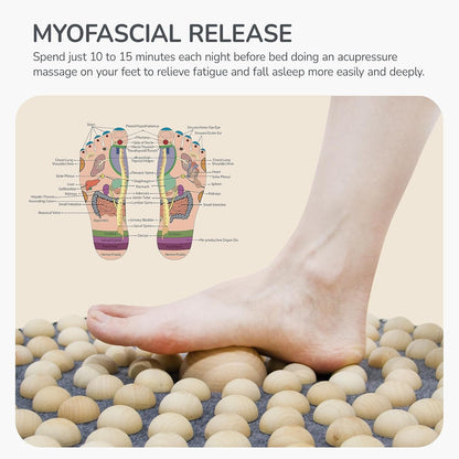 Wood Foot Acupressure Mat - Ergonomic Foot Massager Mat for Feet Relax, Wood Massage Tool -Foldable Pressure Point Pad