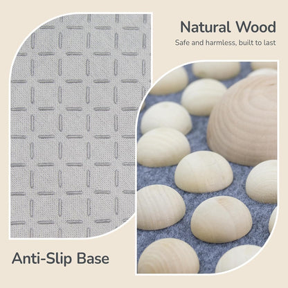 Wood Foot Acupressure Mat - Ergonomic Foot Massager Mat for Feet Relax, Wood Massage Tool -Foldable Pressure Point Pad