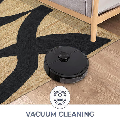 Premium Quality Jute Rug 4x6 Feet Area Rug Natural Fiber Jute Rugs Thick 0.27" Black Abstract Pattern Geometric Rugs for Kids Room, Living Room, Yoga Mat, Indoor Outdoor Carpet - Colors A