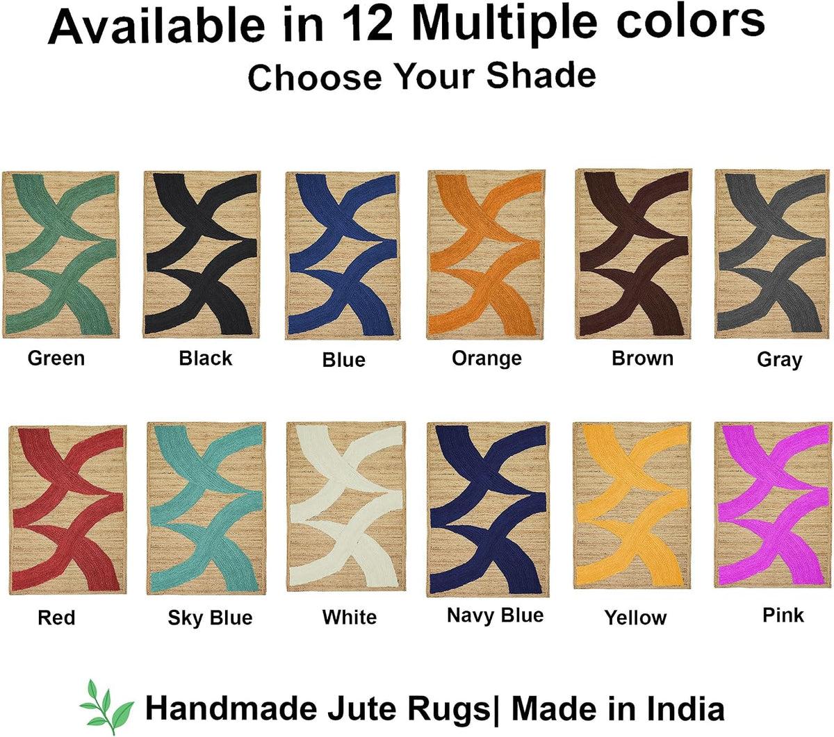 Premium Quality Jute Rug 4x6 Feet Area Rug Natural Fiber Jute Rugs Thick 0.27" Black Abstract Pattern Geometric Rugs for Kids Room, Living Room, Yoga Mat, Indoor Outdoor Carpet - Colors A
