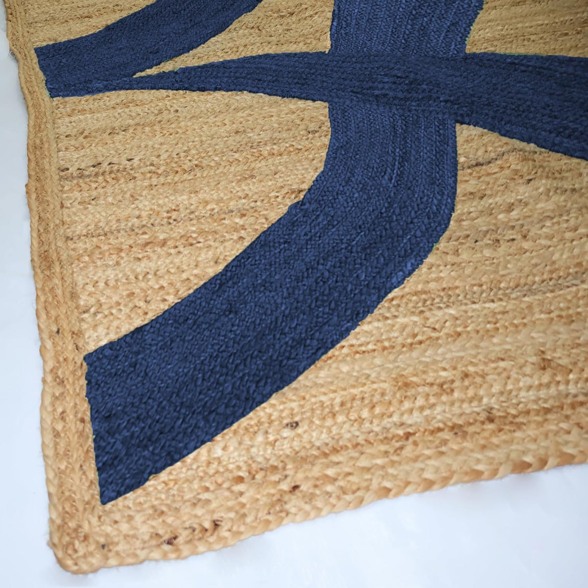 Premium Quality Jute Rug 4x6 Feet Area Rug Natural Fiber Jute Rugs Thick 0.27" Black Abstract Pattern Geometric Rugs for Kids Room, Living Room, Yoga Mat, Indoor Outdoor Carpet - Colors A