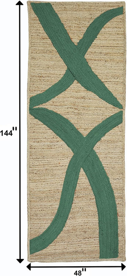 Premium Quality Jute Rug 4x6 Feet Area Rug Natural Fiber Jute Rugs Thick 0.27" Black Abstract Pattern Geometric Rugs for Kids Room, Living Room, Yoga Mat, Indoor Outdoor Carpet - Colors A
