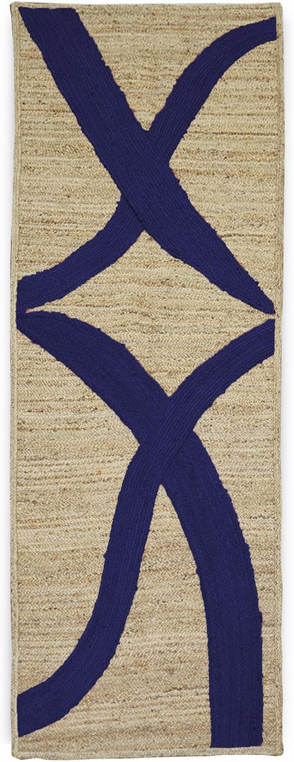 Premium Quality Jute Rug 4x6 Feet Area Rug Natural Fiber Jute Rugs Thick 0.27" Black Abstract Pattern Geometric Rugs for Kids Room, Living Room, Yoga Mat, Indoor Outdoor Carpet - Colors A