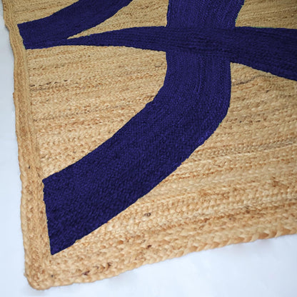 Premium Quality Jute Rug 4x6 Feet Area Rug Natural Fiber Jute Rugs Thick 0.27" Black Abstract Pattern Geometric Rugs for Kids Room, Living Room, Yoga Mat, Indoor Outdoor Carpet - Colors A