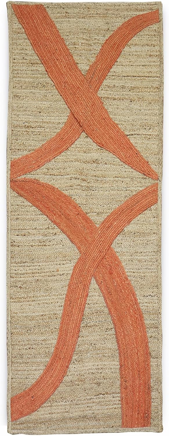 Premium Quality Jute Rug 4x6 Feet Area Rug Natural Fiber Jute Rugs Thick 0.27" Black Abstract Pattern Geometric Rugs for Kids Room, Living Room, Yoga Mat, Indoor Outdoor Carpet - Colors A
