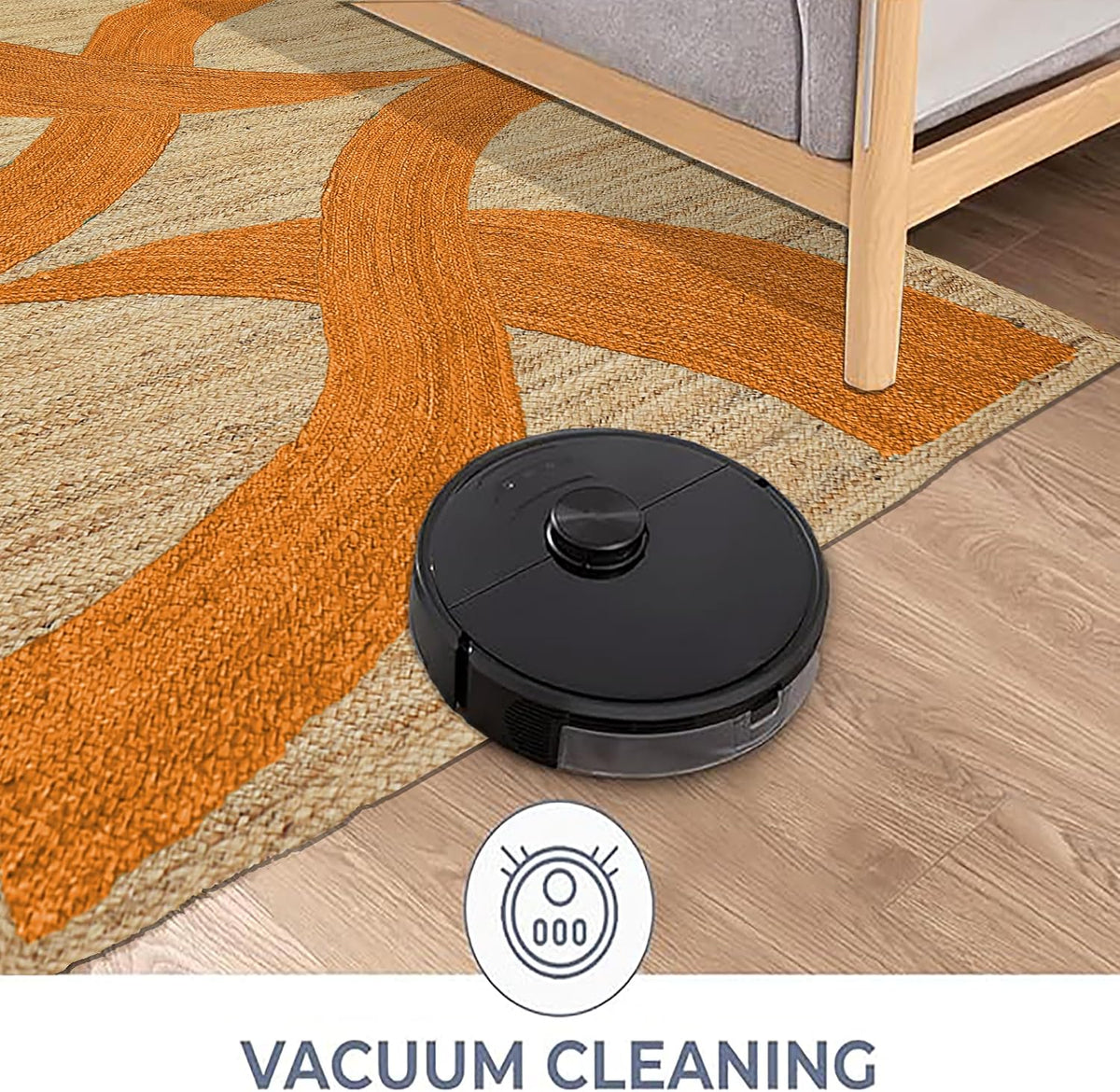 Premium Quality Jute Rug 4x6 Feet Area Rug Natural Fiber Jute Rugs Thick 0.27" Black Abstract Pattern Geometric Rugs for Kids Room, Living Room, Yoga Mat, Indoor Outdoor Carpet - Colors A