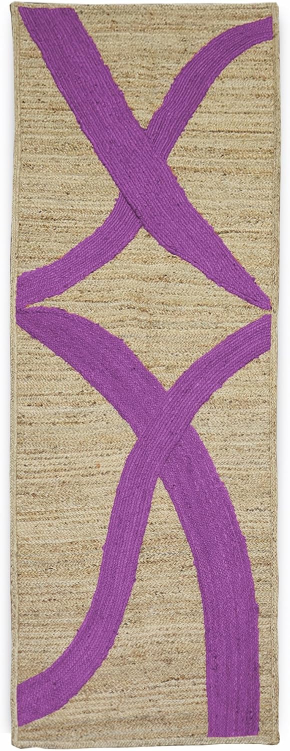 Premium Quality Jute Rug 4x6 Feet Area Rug Natural Fiber Jute Rugs Thick 0.27" Black Abstract Pattern Geometric Rugs for Kids Room, Living Room, Yoga Mat, Indoor Outdoor Carpet - Colors A