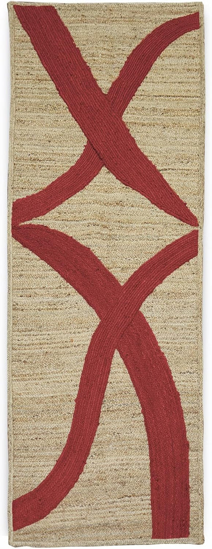 Premium Quality Jute Rug 4x6 Feet Area Rug Natural Fiber Jute Rugs Thick 0.27" Black Abstract Pattern Geometric Rugs for Kids Room, Living Room, Yoga Mat, Indoor Outdoor Carpet - Colors A
