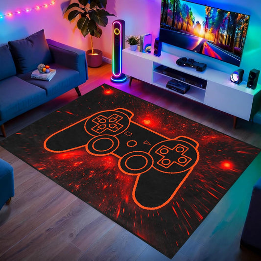 Game Controller Rugs for Bedroom Boys Living Room Gamer Gamepad Red Carpets Floor Mat Player Indoor Mats Gaming Art Design Home Decor Crystal Doormat Yoga Mats 3'x5'