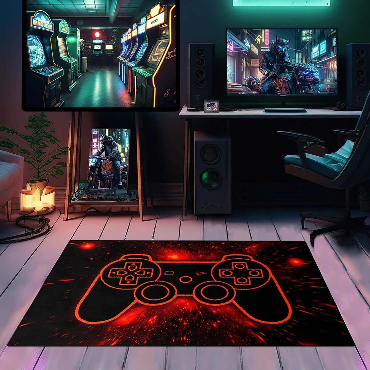 Game Controller Rugs for Bedroom Boys Living Room Gamer Gamepad Red Carpets Floor Mat Player Indoor Mats Gaming Art Design Home Decor Crystal Doormat Yoga Mats 3'x5'