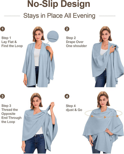 Womens Cross Front Poncho Shawl Wrap Elegant Wedding Formal Gift - Colors A