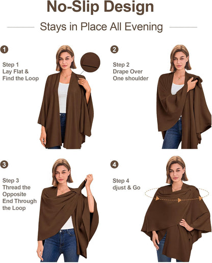 Womens Cross Front Poncho Shawl Wrap Elegant Wedding Formal Gift - Colors A
