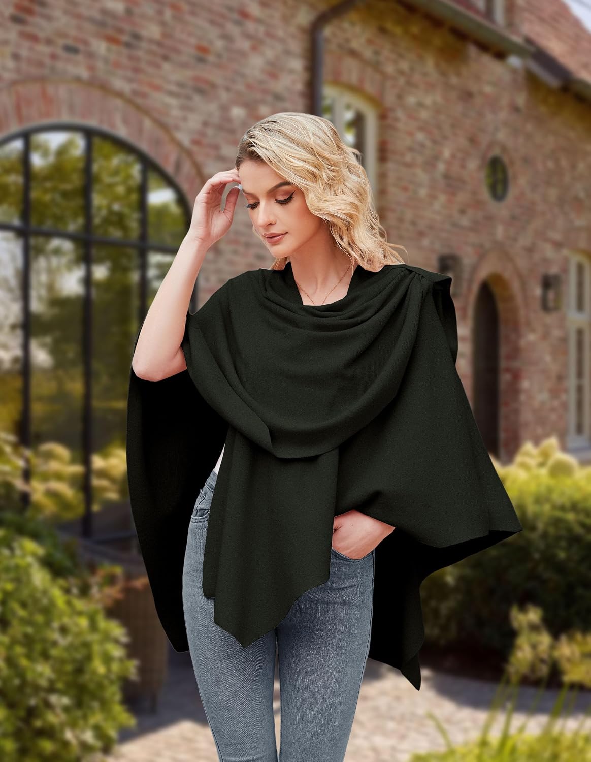 Womens Cross Front Poncho Shawl Wrap Elegant Wedding Formal Gift - Colors A