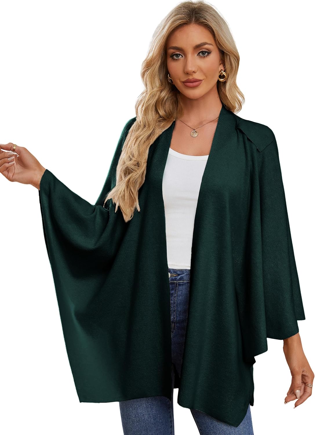 Womens Cross Front Poncho Shawl Wrap Elegant Wedding Formal Gift - Colors A