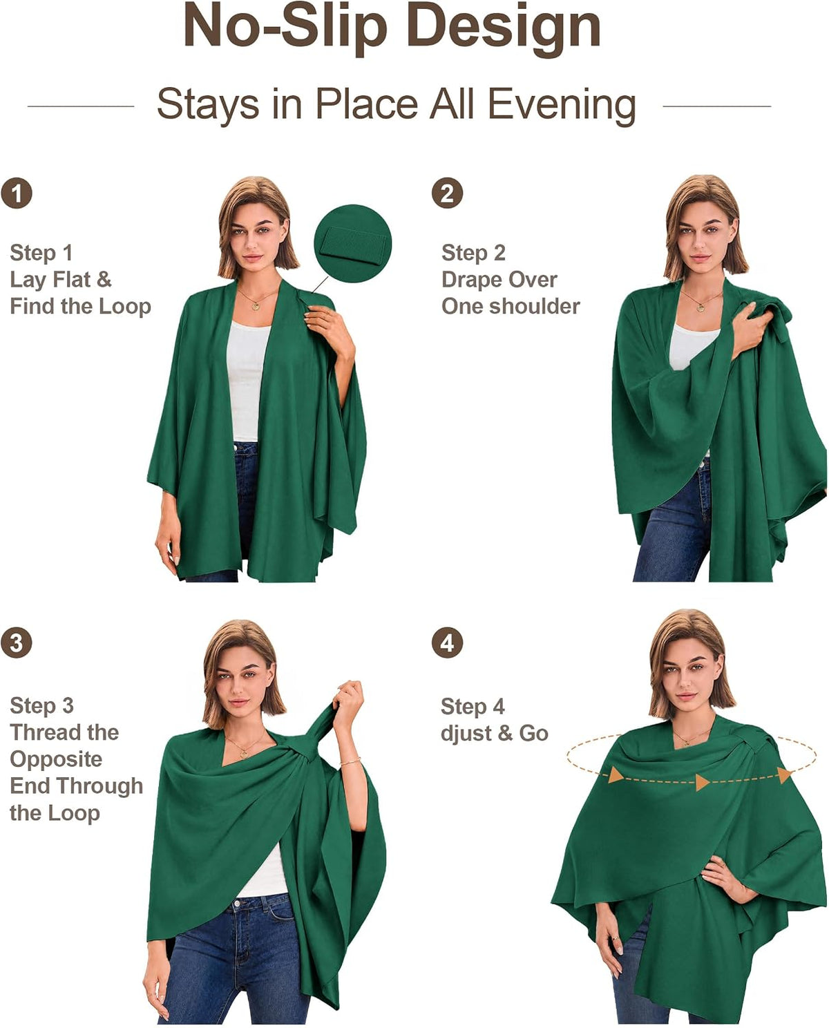 Womens Cross Front Poncho Shawl Wrap Elegant Wedding Formal Gift - Colors A