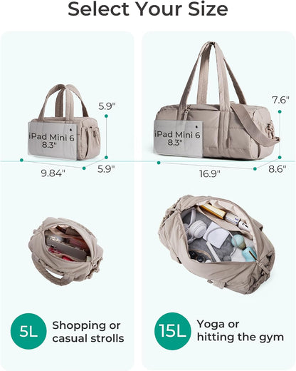 Reiki Gym Bag for Women Puffy Yoga Mat Travel Weekender Duffle Bag