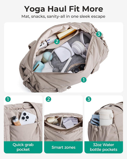 Reiki Gym Bag for Women Puffy Yoga Mat Travel Weekender Duffle Bag