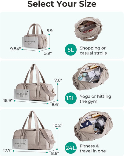 Reiki Gym Bag for Women Puffy Yoga Mat Travel Weekender Duffle Bag