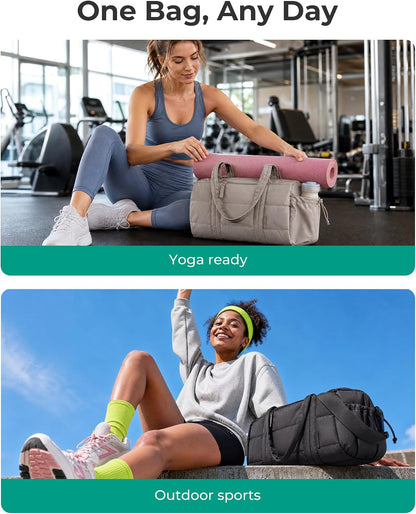 Reiki Gym Bag for Women Puffy Yoga Mat Travel Weekender Duffle Bag