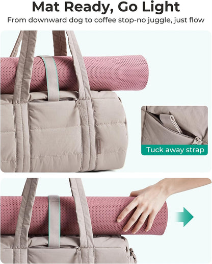 Reiki Gym Bag for Women Puffy Yoga Mat Travel Weekender Duffle Bag