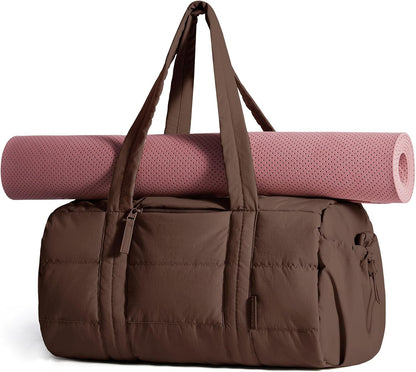Reiki Gym Bag for Women Puffy Yoga Mat Travel Weekender Duffle Bag