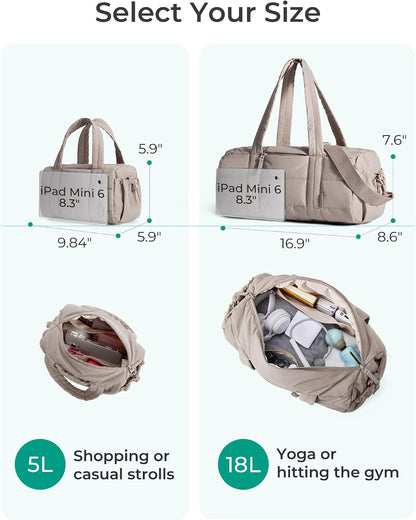 Reiki Gym Bag for Women Puffy Yoga Mat Travel Weekender Duffle Bag
