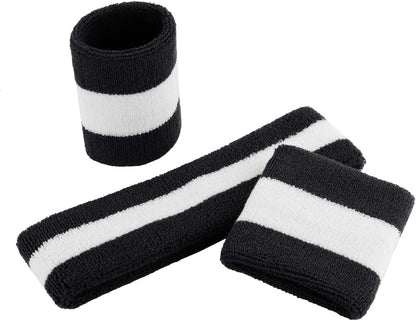 Sweatband Set Sports Headband Wristband Set Sweatbands Terry Cloth Wristband Wrist Sweatband Headbands Moisture Wicking Sweat Absorbing Head Band