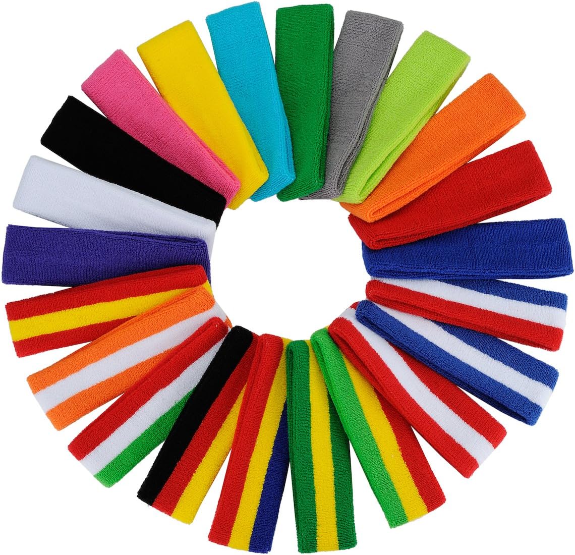 Sweatband Set Sports Headband Wristband Set Sweatbands Terry Cloth Wristband Wrist Sweatband Headbands Moisture Wicking Sweat Absorbing Head Band