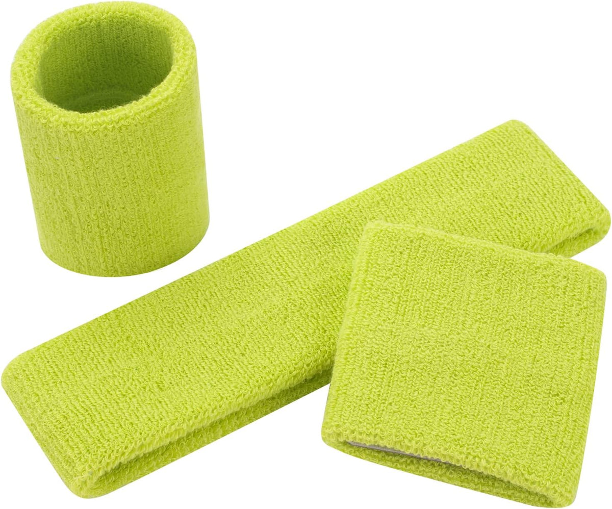 Sweatband Set Sports Headband Wristband Set Sweatbands Terry Cloth Wristband Wrist Sweatband Headbands Moisture Wicking Sweat Absorbing Head Band