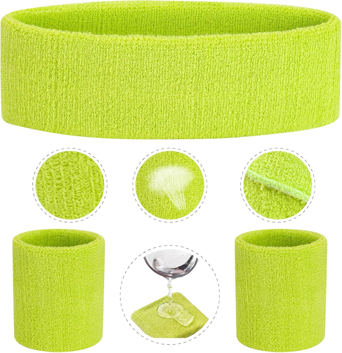 Sweatband Set Sports Headband Wristband Set Sweatbands Terry Cloth Wristband Wrist Sweatband Headbands Moisture Wicking Sweat Absorbing Head Band