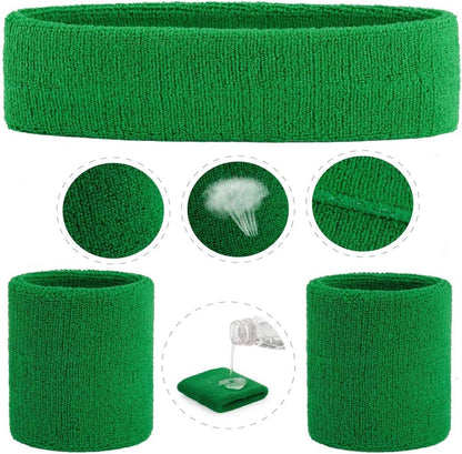 Sweatband Set Sports Headband Wristband Set Sweatbands Terry Cloth Wristband Wrist Sweatband Headbands Moisture Wicking Sweat Absorbing Head Band