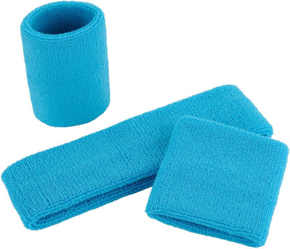 Sweatband Set Sports Headband Wristband Set Sweatbands Terry Cloth Wristband Wrist Sweatband Headbands Moisture Wicking Sweat Absorbing Head Band