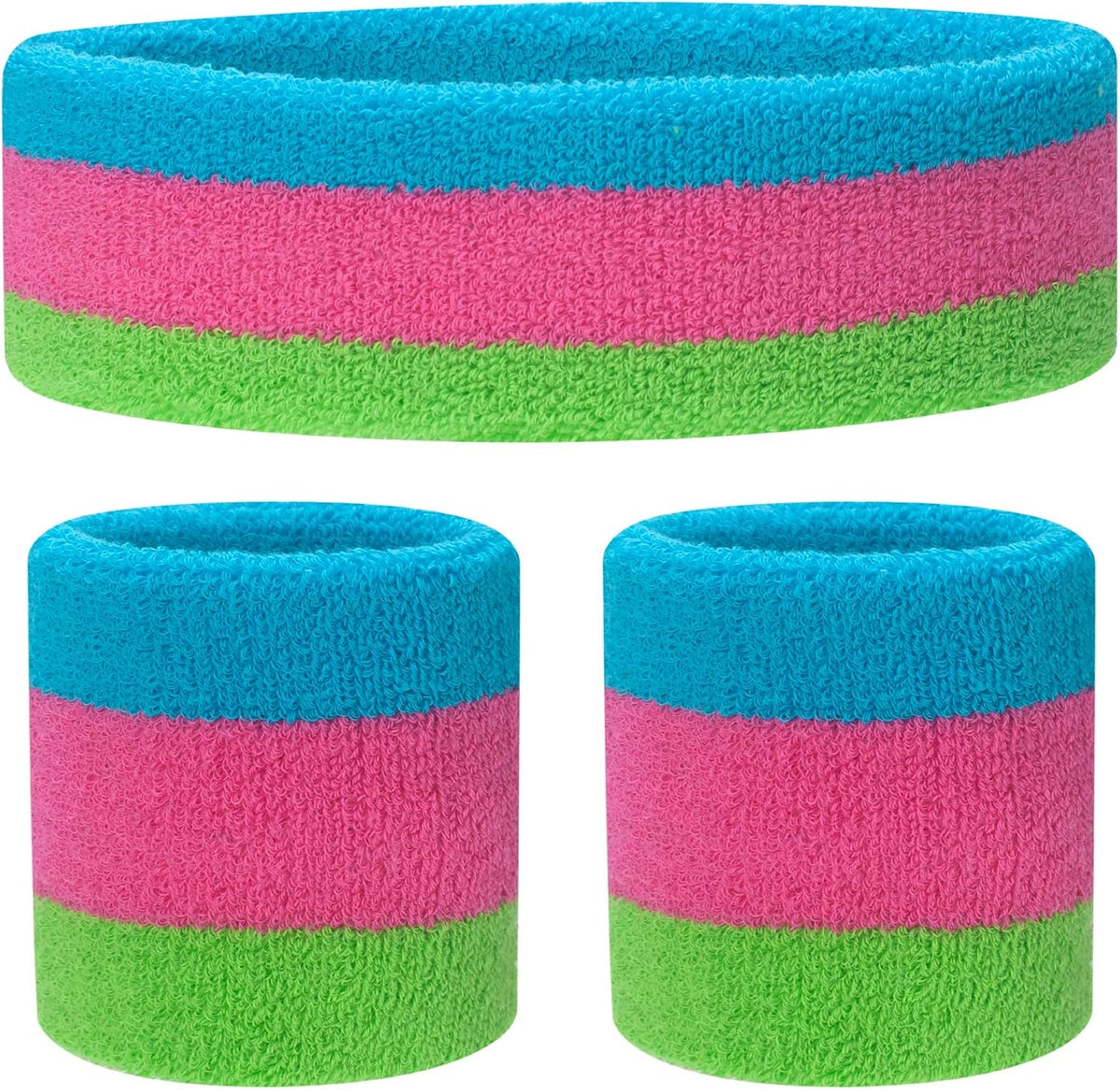 Sweatband Set Sports Headband Wristband Set Sweatbands Terry Cloth Wristband Wrist Sweatband Headbands Moisture Wicking Sweat Absorbing Head Band