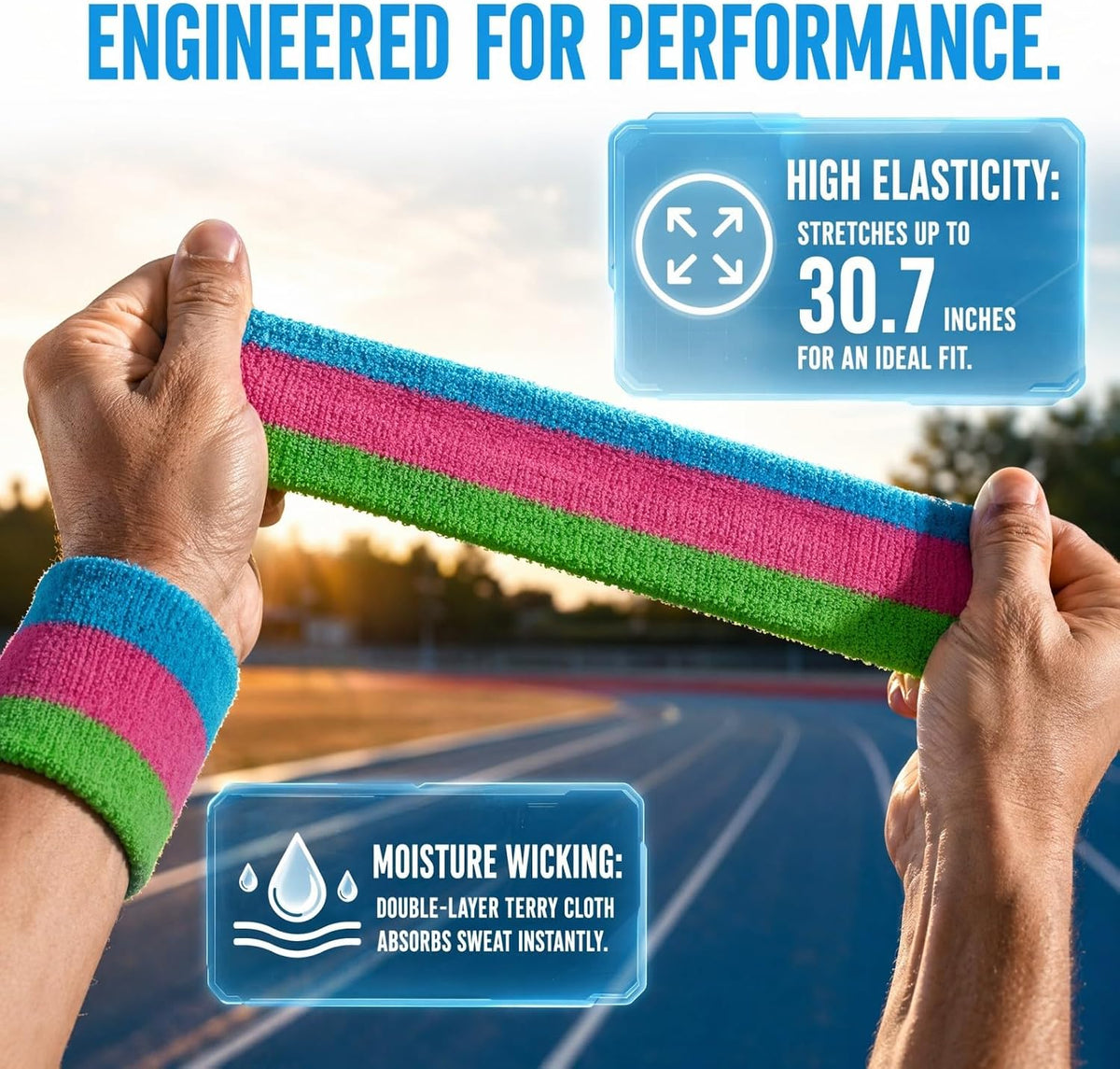 Sweatband Set Sports Headband Wristband Set Sweatbands Terry Cloth Wristband Wrist Sweatband Headbands Moisture Wicking Sweat Absorbing Head Band