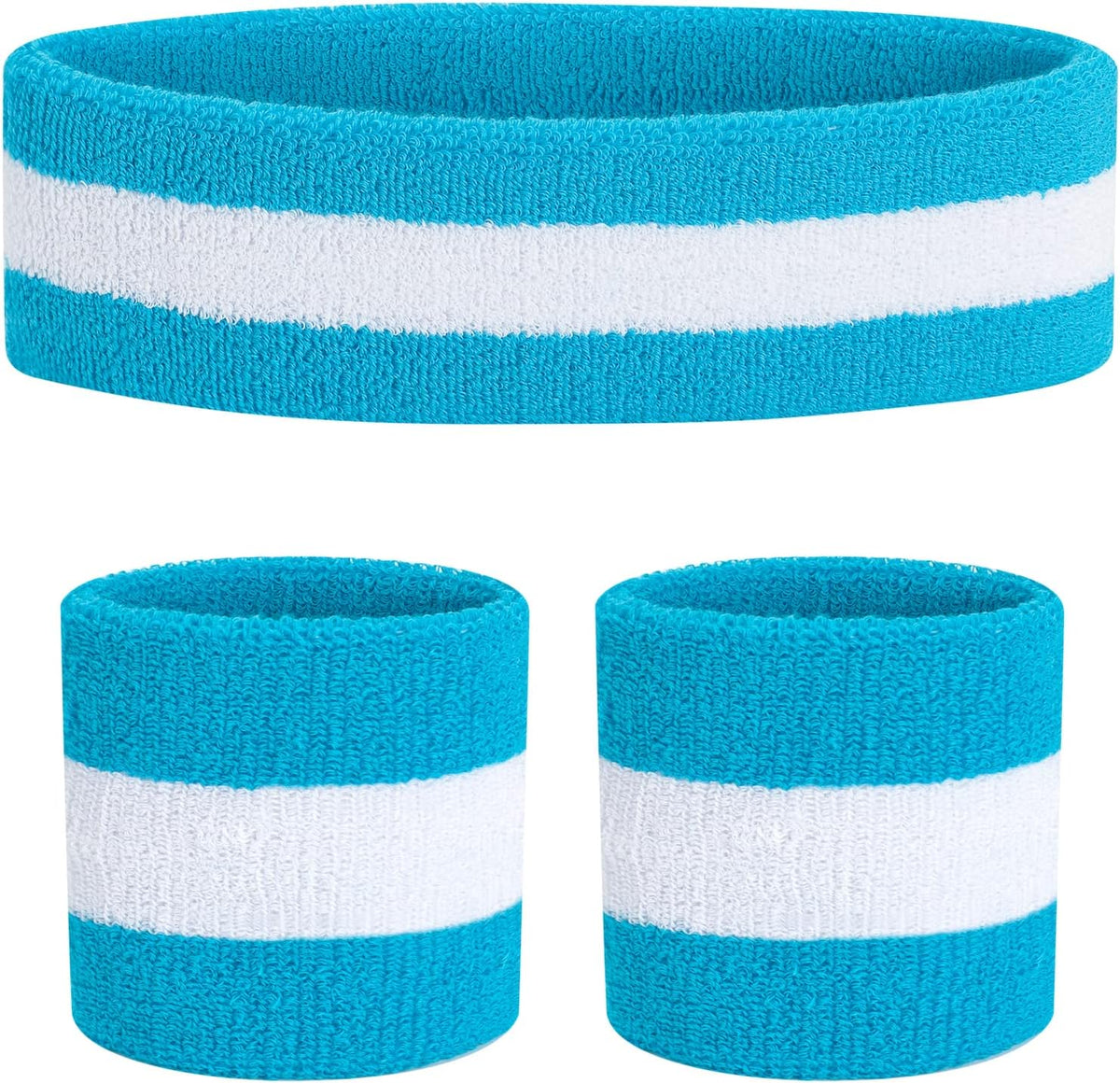 Sweatband Set Sports Headband Wristband Set Sweatbands Terry Cloth Wristband Wrist Sweatband Headbands Moisture Wicking Sweat Absorbing Head Band