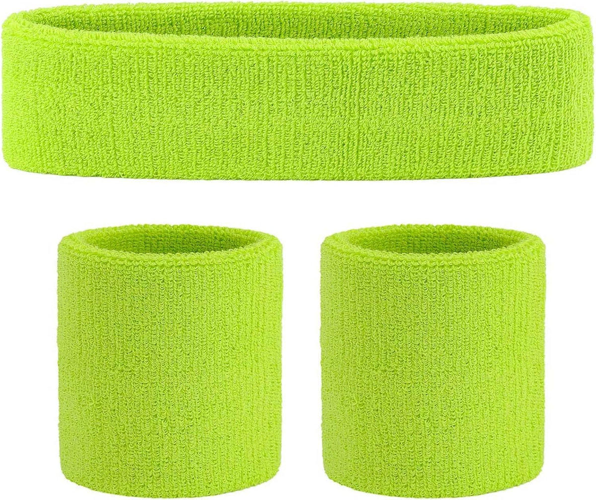 Sweatband Set Sports Headband Wristband Set Sweatbands Terry Cloth Wristband Wrist Sweatband Headbands Moisture Wicking Sweat Absorbing Head Band