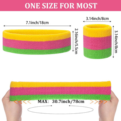Sweatband Set Sports Headband Wristband Set Sweatbands Terry Cloth Wristband Wrist Sweatband Headbands Moisture Wicking Sweat Absorbing Head Band