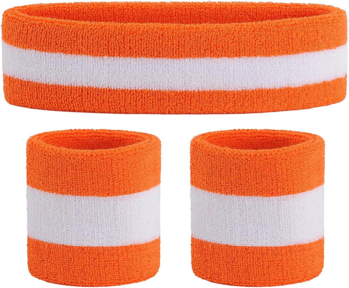 Sweatband Set Sports Headband Wristband Set Sweatbands Terry Cloth Wristband Wrist Sweatband Headbands Moisture Wicking Sweat Absorbing Head Band