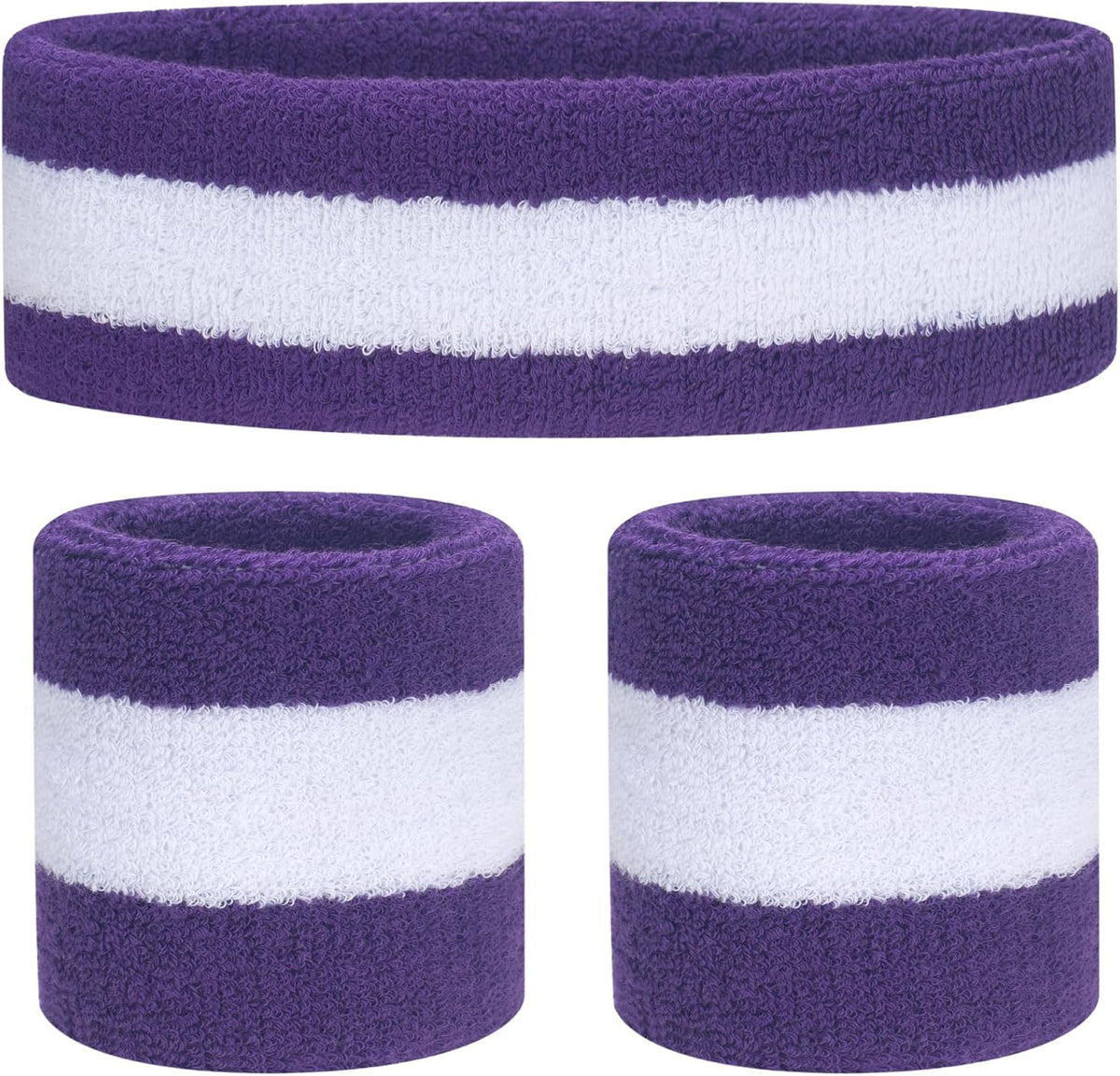 Sweatband Set Sports Headband Wristband Set Sweatbands Terry Cloth Wristband Wrist Sweatband Headbands Moisture Wicking Sweat Absorbing Head Band
