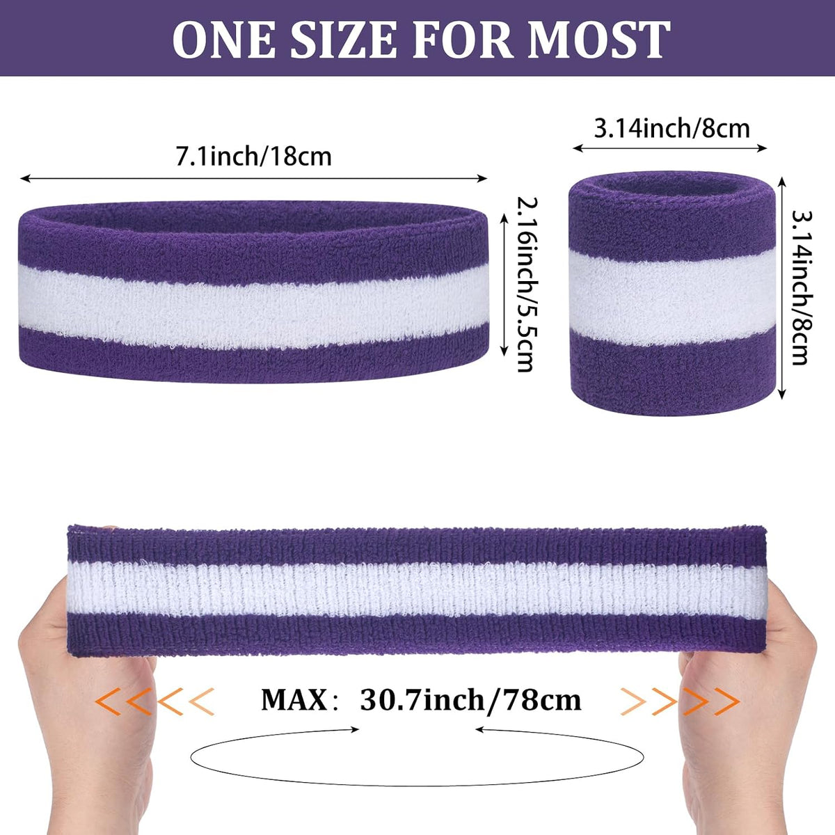 Sweatband Set Sports Headband Wristband Set Sweatbands Terry Cloth Wristband Wrist Sweatband Headbands Moisture Wicking Sweat Absorbing Head Band