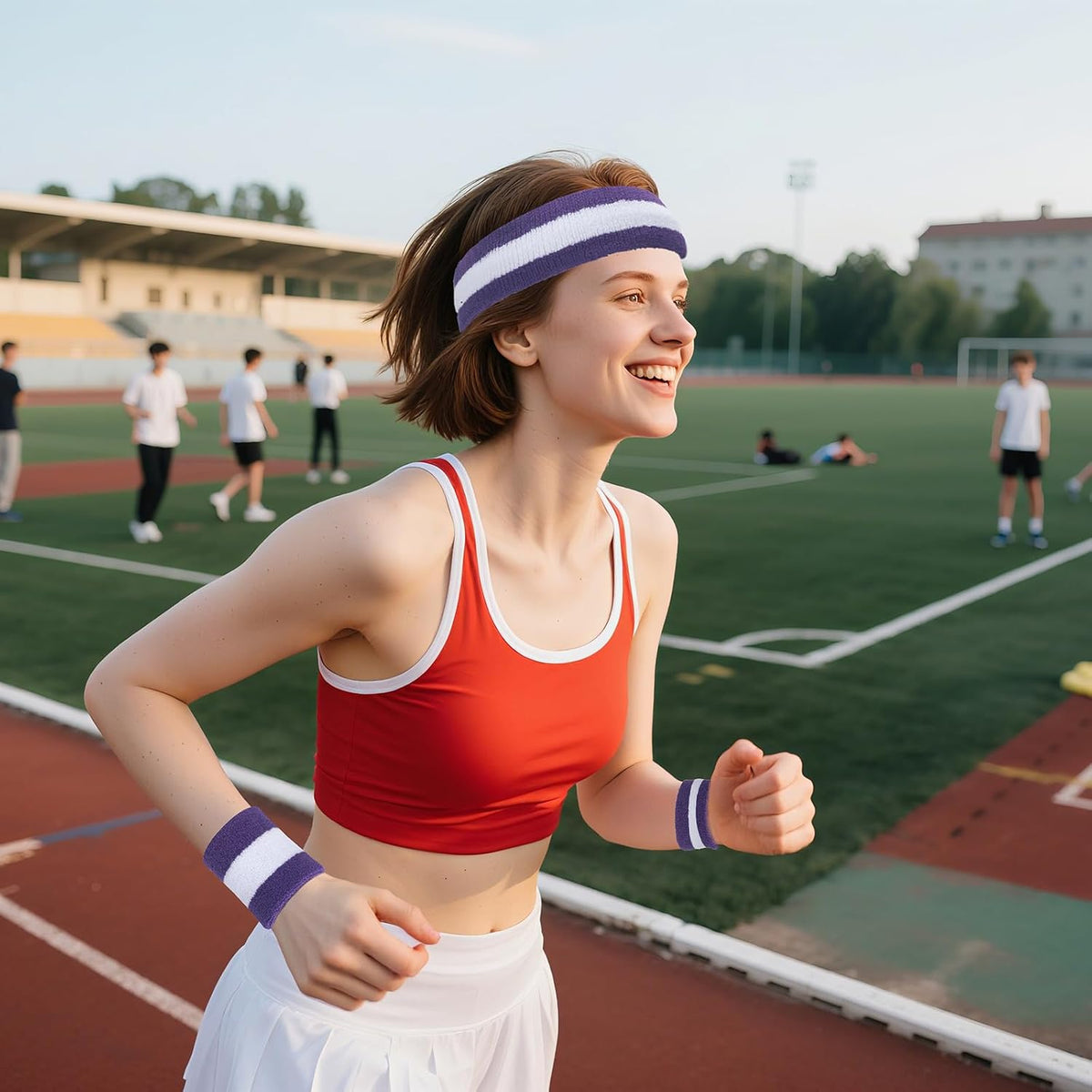 Sweatband Set Sports Headband Wristband Set Sweatbands Terry Cloth Wristband Wrist Sweatband Headbands Moisture Wicking Sweat Absorbing Head Band