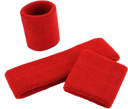 Sweatband Set Sports Headband Wristband Set Sweatbands Terry Cloth Wristband Wrist Sweatband Headbands Moisture Wicking Sweat Absorbing Head Band