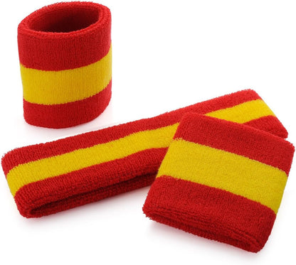 Sweatband Set Sports Headband Wristband Set Sweatbands Terry Cloth Wristband Wrist Sweatband Headbands Moisture Wicking Sweat Absorbing Head Band