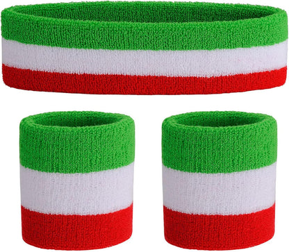 Sweatband Set Sports Headband Wristband Set Sweatbands Terry Cloth Wristband Wrist Sweatband Headbands Moisture Wicking Sweat Absorbing Head Band