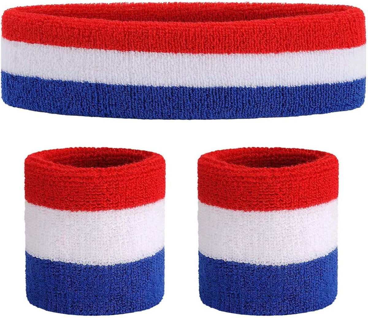 Sweatband Set Sports Headband Wristband Set Sweatbands Terry Cloth Wristband Wrist Sweatband Headbands Moisture Wicking Sweat Absorbing Head Band