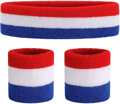 Sweatband Set Sports Headband Wristband Set Sweatbands Terry Cloth Wristband Wrist Sweatband Headbands Moisture Wicking Sweat Absorbing Head Band