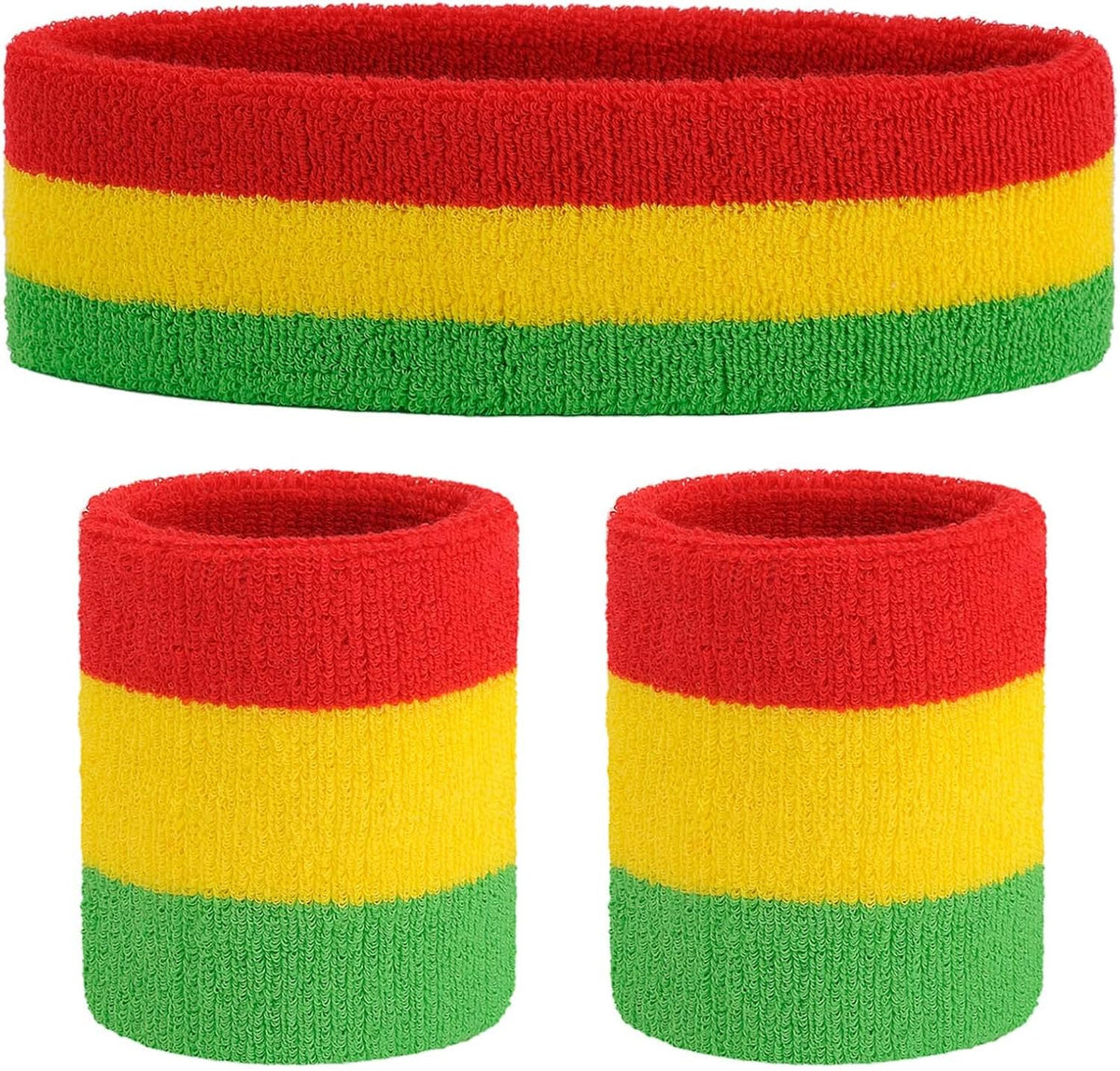 Sweatband Set Sports Headband Wristband Set Sweatbands Terry Cloth Wristband Wrist Sweatband Headbands Moisture Wicking Sweat Absorbing Head Band