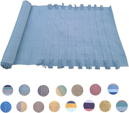 Jaipur art & Rugs Organic Cotton Yoga Mat - Eco-Friendly Hand-Woven Rug - Non Slip & Thick (24”x72”x5mm) for Everyday Fitness at Home - Comfortable Extra-Long