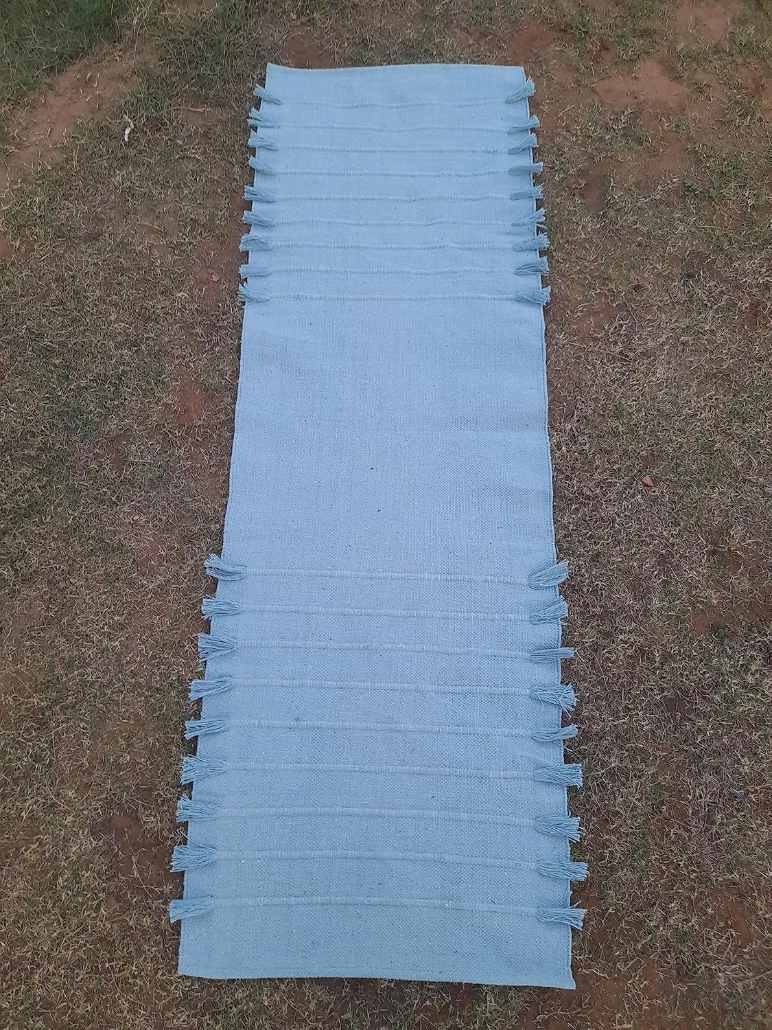 Jaipur art & Rugs Organic Cotton Yoga Mat - Eco-Friendly Hand-Woven Rug - Non Slip & Thick (24”x72”x5mm) for Everyday Fitness at Home - Comfortable Extra-Long
